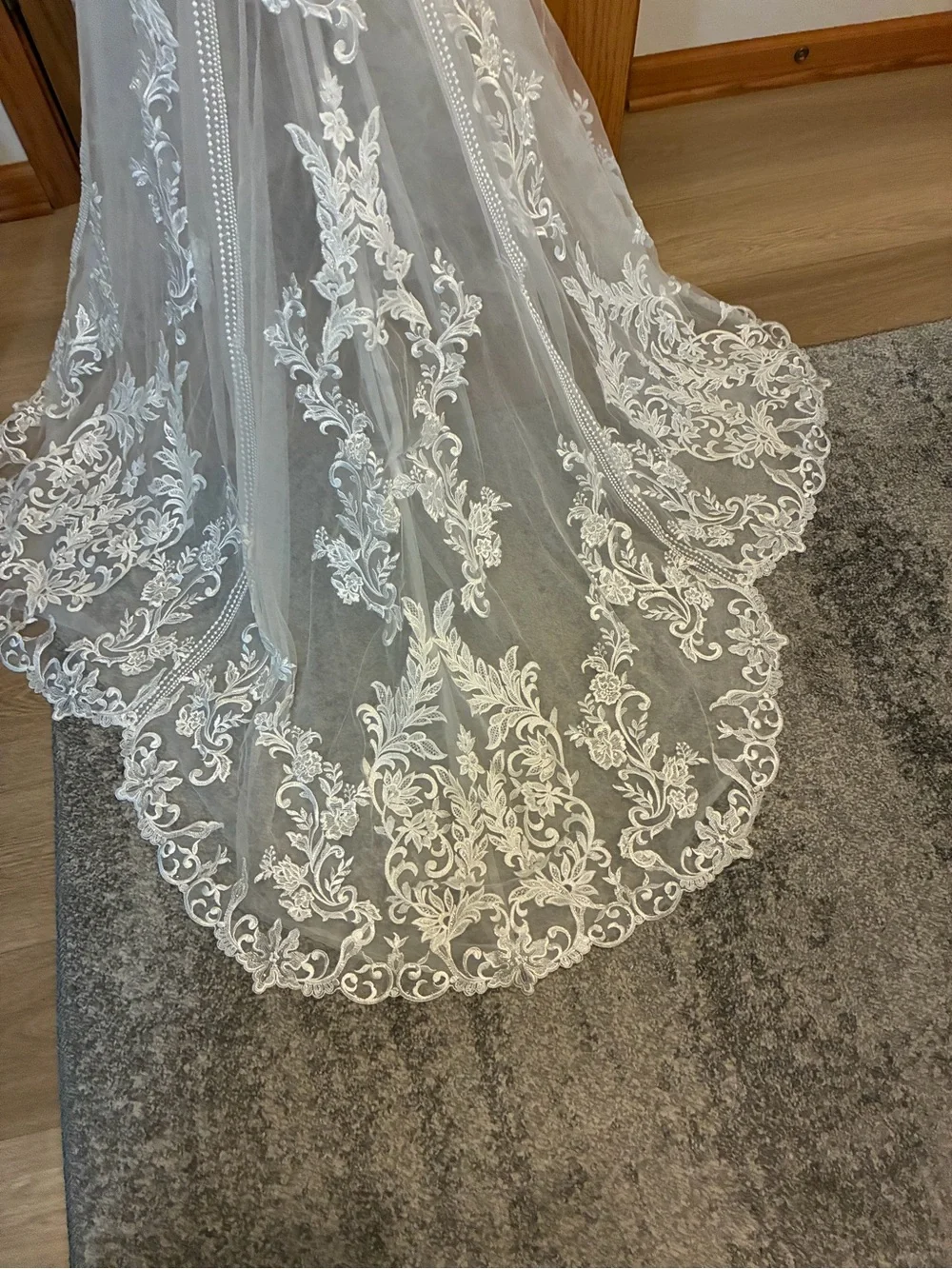 Elegant White Lace Bridal Veil and Dress Accent